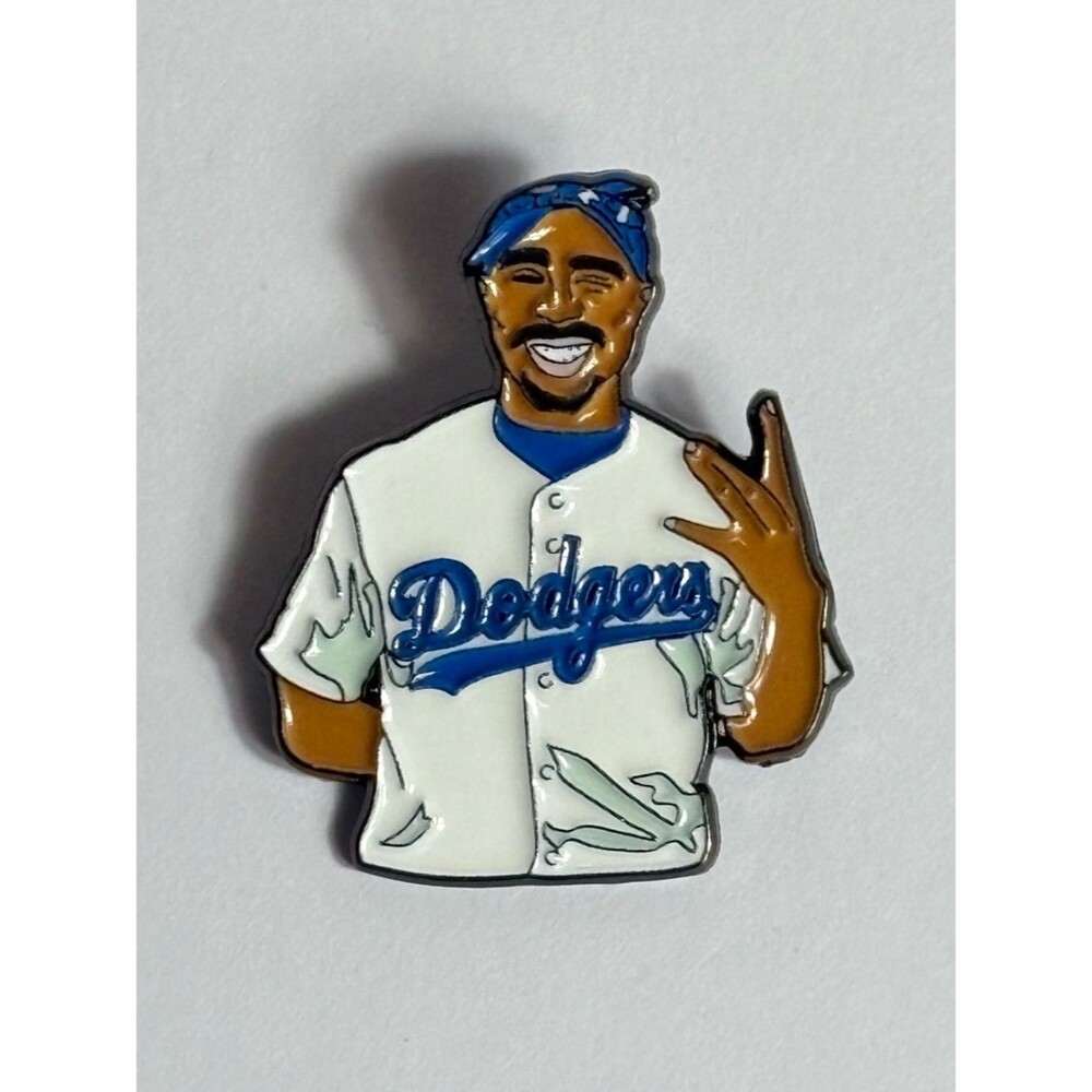Tupac Shakur La Dodgers Hat Pin Pins Blue White Bag Rapper Rap Fitted Hats 2PAC